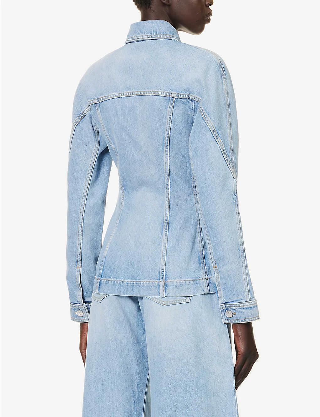 ALAIA Cinched-waist Patch-pocket Denim Jacket 4 ALAIA Cinched-waist Patch-pocket Denim Jacket - Image 4