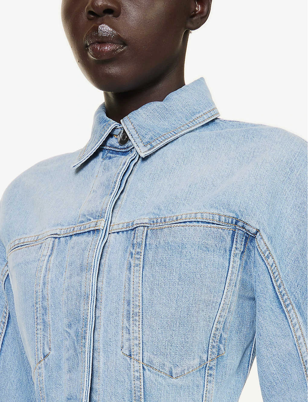 ALAIA Cinched-waist Patch-pocket Denim Jacket 6 ALAIA Cinched-waist Patch-pocket Denim Jacket - Image 6