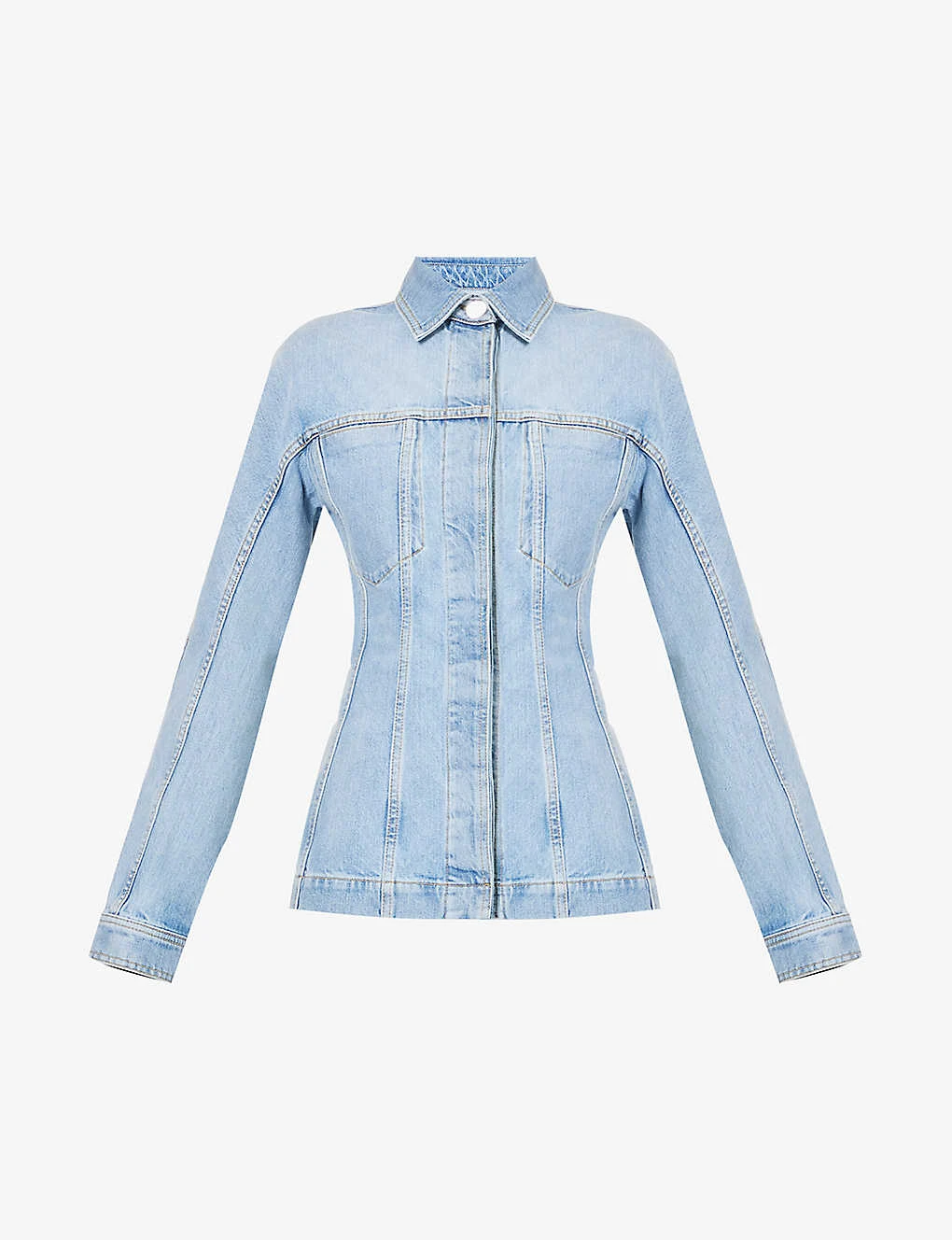 ALAIA Cinched-waist Patch-pocket Denim Jacket 1 ALAIA Cinched-waist Patch-pocket Denim Jacket