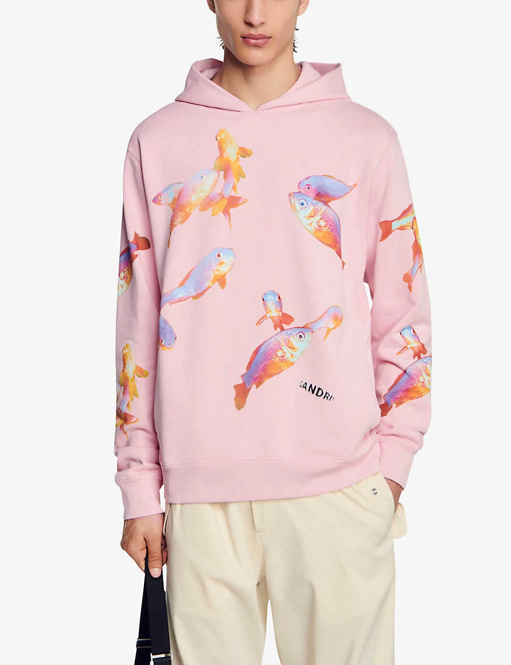 Sandro Goldfish-print Logo-appliqué Cotton Hoody 3 Sandro Goldfish-print Logo-appliqué Cotton Hoody - Image 3