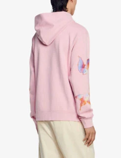 Sandro Goldfish-print Logo-appliqué Cotton Hoody 8 Sandro Goldfish-print Logo-appliqué Cotton Hoody -Selfridges Store R04197462 ROSES ALT03