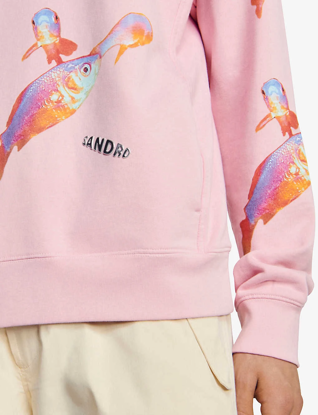 Sandro Goldfish-print Logo-appliqué Cotton Hoody 5 Sandro Goldfish-print Logo-appliqué Cotton Hoody - Image 5