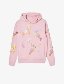Sandro Goldfish-print Logo-appliqué Cotton Hoody