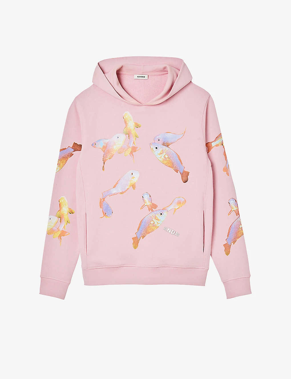 Sandro Goldfish-print Logo-appliqué Cotton Hoody 1 Sandro Goldfish-print Logo-appliqué Cotton Hoody