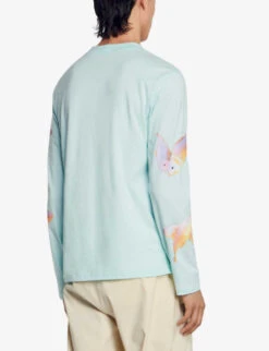 Sandro Goldfish-print Long-sleeve Cotton T-shirt -Selfridges Store R04197465 BLEUS ALT03