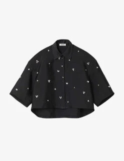 Sandro Mentissa Crystal-embellished Woven Shirt