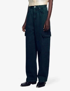 Sandro Jasper Wide-leg Mid-rise Cargo Jeans -Selfridges Store R04197713 VERTS ALT02