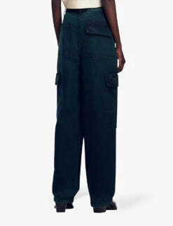 Sandro Jasper Wide-leg Mid-rise Cargo Jeans -Selfridges Store R04197713 VERTS ALT03