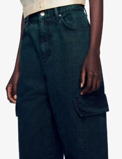Sandro Jasper Wide-leg Mid-rise Cargo Jeans -Selfridges Store R04197713 VERTS ALT04