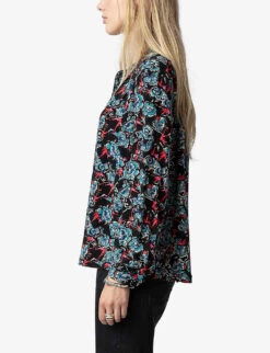 Zadig & Voltaire Tchin Floral-print Silk Shirt -Selfridges Store R04198976 NOIR ALT02