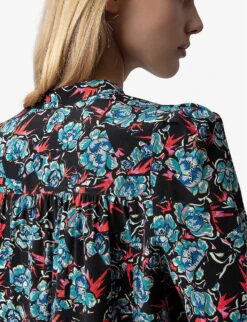 Zadig & Voltaire Tchin Floral-print Silk Shirt -Selfridges Store R04198976 NOIR ALT04