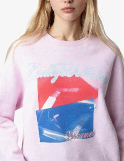 Zadig & Voltaire Upper Graphic-print Cotton-jersey Sweatshirt -Selfridges Store R04198978 POUDRE ALT04