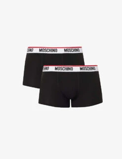 MOSCHINO Branded-waistband Pack Of Two Stretch-cotton Trunks
