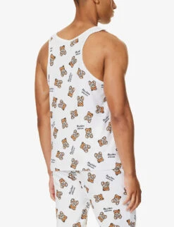 MOSCHINO Toy Bear Graphic-print Stretch-cotton Top -Selfridges Store R04199700 FANTASYPRINTWHITE1 ALT02