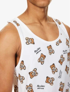 MOSCHINO Toy Bear Graphic-print Stretch-cotton Top -Selfridges Store R04199700 FANTASYPRINTWHITE1 ALT03