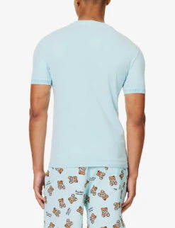 MOSCHINO Logo-appliqué Regular-fit Stretch-cotton T-shirt -Selfridges Store R04199704 LIGHTBLUE332 ALT03