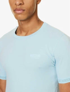 MOSCHINO Logo-appliqué Regular-fit Stretch-cotton T-shirt -Selfridges Store R04199704 LIGHTBLUE332 ALT04