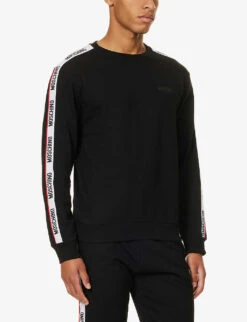 MOSCHINO Brand-tape Crewneck Stretch-cotton Sweatshirt 7 MOSCHINO Brand-tape Crewneck Stretch-cotton Sweatshirt -Selfridges Store R04199711 BLACK555 ALT02