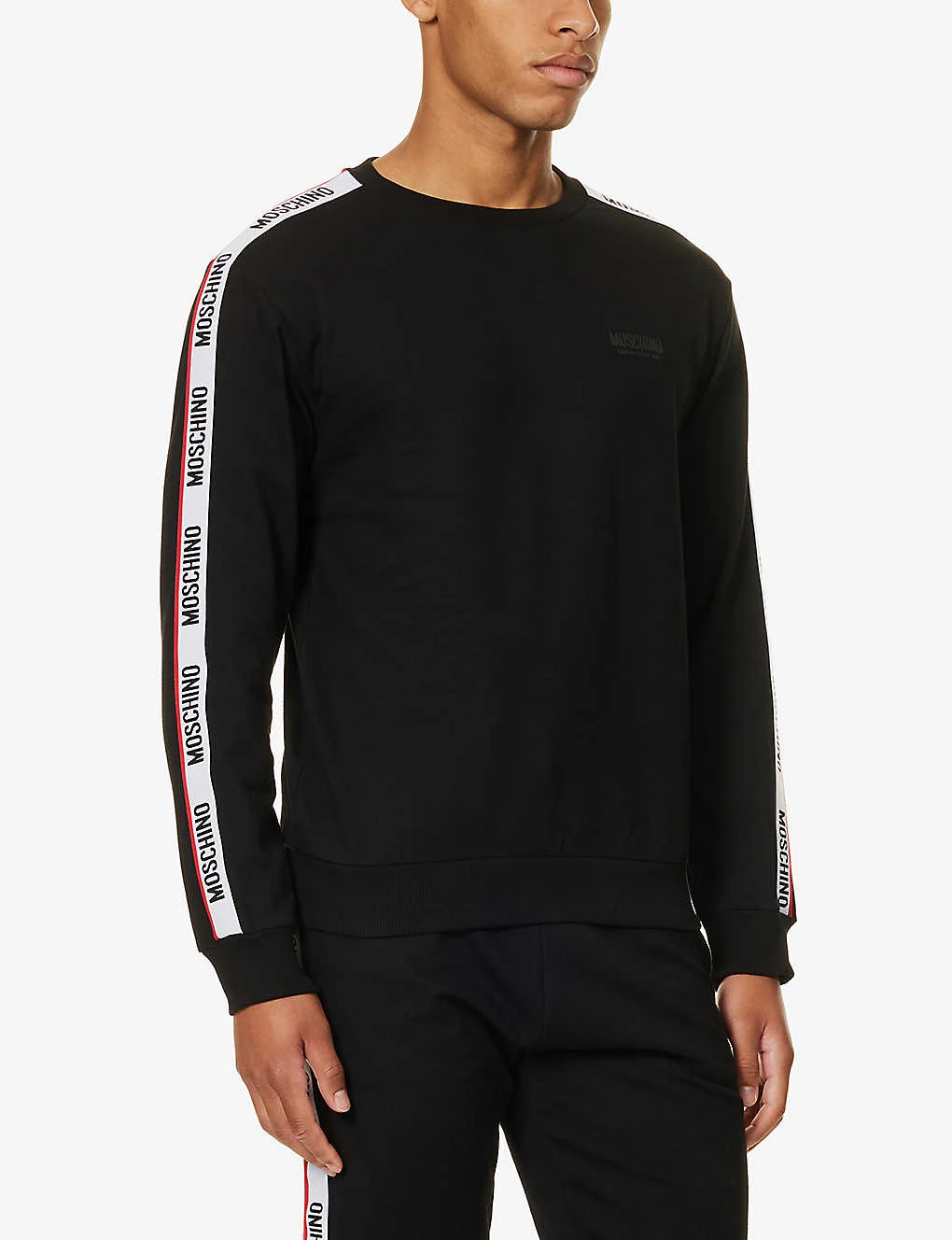 MOSCHINO Brand-tape Crewneck Stretch-cotton Sweatshirt 3 MOSCHINO Brand-tape Crewneck Stretch-cotton Sweatshirt - Image 3