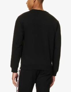 MOSCHINO Brand-tape Crewneck Stretch-cotton Sweatshirt 8 MOSCHINO Brand-tape Crewneck Stretch-cotton Sweatshirt -Selfridges Store R04199711 BLACK555 ALT03