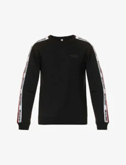 MOSCHINO Brand-tape Crewneck Stretch-cotton Sweatshirt