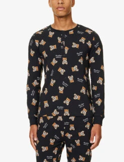 MOSCHINO Graphic-print Regular-fit Stretch-cotton T-shirt -Selfridges Store R04199718 FANTASYPRINTBLACK555 ALT02