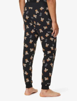 MOSCHINO Bear-motif Ribbed-waistband Stretch-cotton Pyjama Bottoms -Selfridges Store R04199719 FANTASYPRINTBLACK555 ALT03