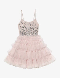 Glittering Bead-embellished Tulle Woven Dress 4-11 Years