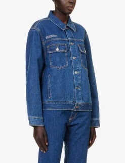 Brand-print Regular-fit Organic Cotton-blend Jacket -Selfridges Store R04202689 MIDINDIGOWASH ALT02