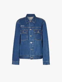 Brand-print Regular-fit Organic Cotton-blend Jacket