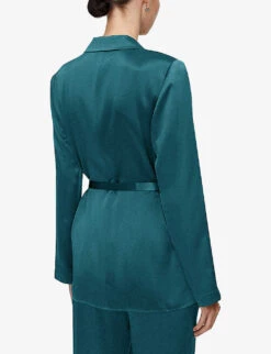 Joseph Joubert V-neck Notch-lapel Silk-satin Jacket -Selfridges Store R04203747 DARKTEAL ALT03