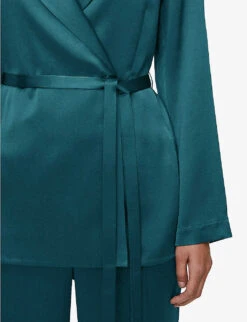 Joseph Joubert V-neck Notch-lapel Silk-satin Jacket -Selfridges Store R04203747 DARKTEAL ALT04