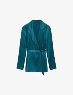 Joseph Joubert V-neck Notch-lapel Silk-satin Jacket
