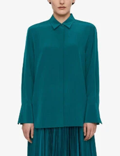 Joseph Bold Relaxed-fit Silk-crepe Shirt -Selfridges Store R04203797 DARKTEAL ALT02