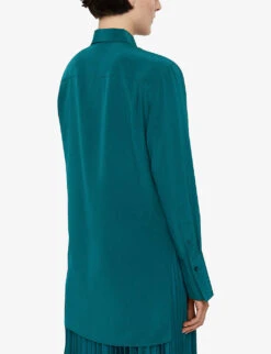 Joseph Bold Relaxed-fit Silk-crepe Shirt -Selfridges Store R04203797 DARKTEAL ALT03