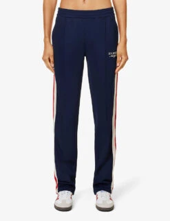 Side-stripe Straight-leg Mid-rise Jogging Bottoms -Selfridges Store R04205003 NAVY ALT02