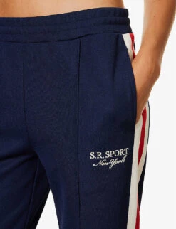 Side-stripe Straight-leg Mid-rise Jogging Bottoms -Selfridges Store R04205003 NAVY ALT04