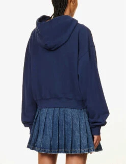 Tennis Club Logo-print Relaxed-fit Cotton Hoody -Selfridges Store R04205024 NAVY ALT03