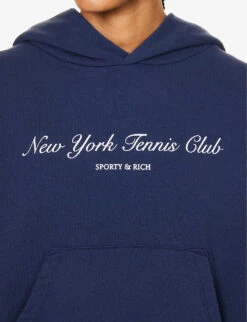 Tennis Club Logo-print Relaxed-fit Cotton Hoody -Selfridges Store R04205024 NAVY ALT04