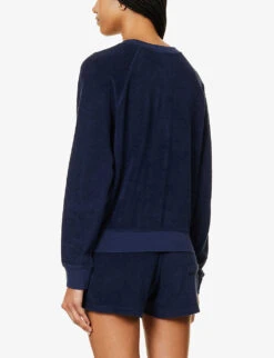 Tennis Club Brand-embroidered Cotton T-shirt 8 Tennis Club Brand-embroidered Cotton T-shirt -Selfridges Store R04205042 NAVY ALT03