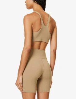 Runner Logo-print Scoop-neck Stretch-woven Bra -Selfridges Store R04205127 ESPRESSOWHITE ALT03