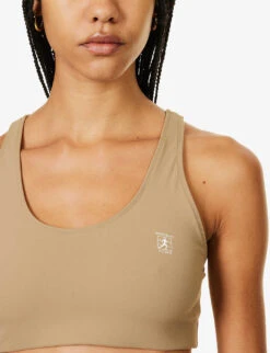 Runner Logo-print Scoop-neck Stretch-woven Bra -Selfridges Store R04205127 ESPRESSOWHITE ALT04