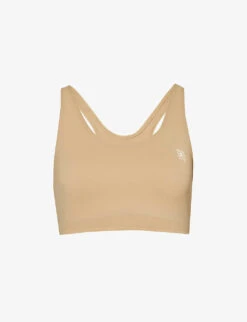 Runner Logo-print Scoop-neck Stretch-woven Bra