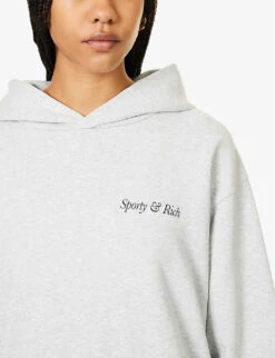 HWCNY Logo-print Relaxed-fit Cotton-blend Hoody -Selfridges Store R04205131 HEATHERGRAYNAVY ALT04