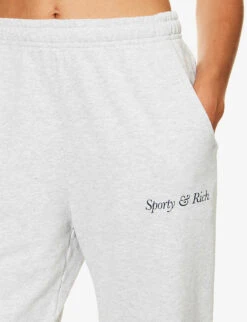 Italic Logo-print Relaxed-fit Stretch-cotton Jogging Bottoms -Selfridges Store R04205136 HEATHERGRAYNAVY ALT04