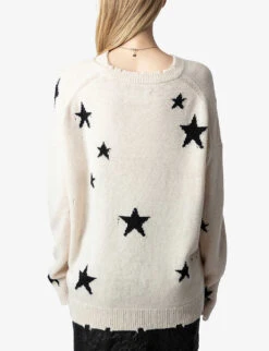 Zadig & Voltaire Markus Star-intarsia Knitted Cashmere Jumper -Selfridges Store R04207062 SUGAR ALT03